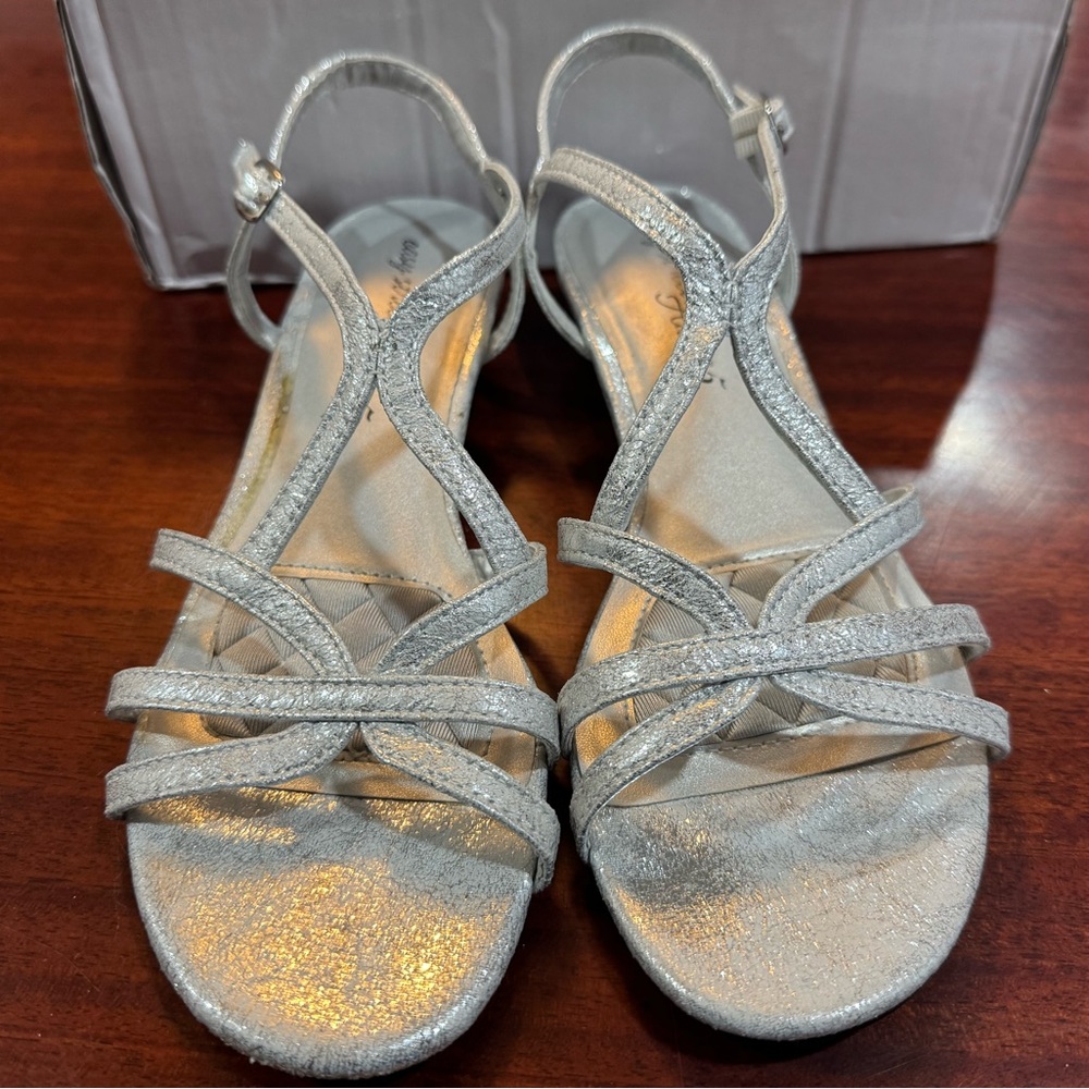 Elegant Silver Strappy Sandals Womens